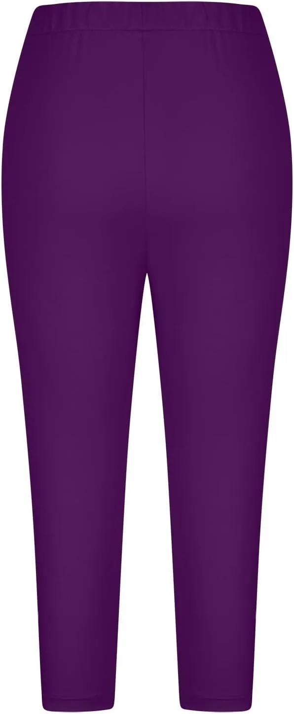 Capri Leggings for Women Knee Length Capri Leggings 2024 Summer Cropped Pants Casual Solid Comfy Capris Capri