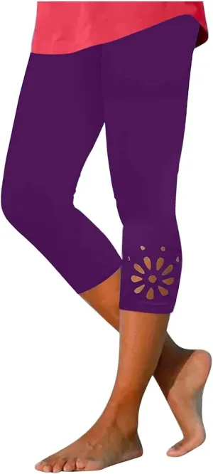 Capri Leggings for Women Knee Length Capri Leggings 2024 Summer Cropped Pants Casual Solid Comfy Capris Capri