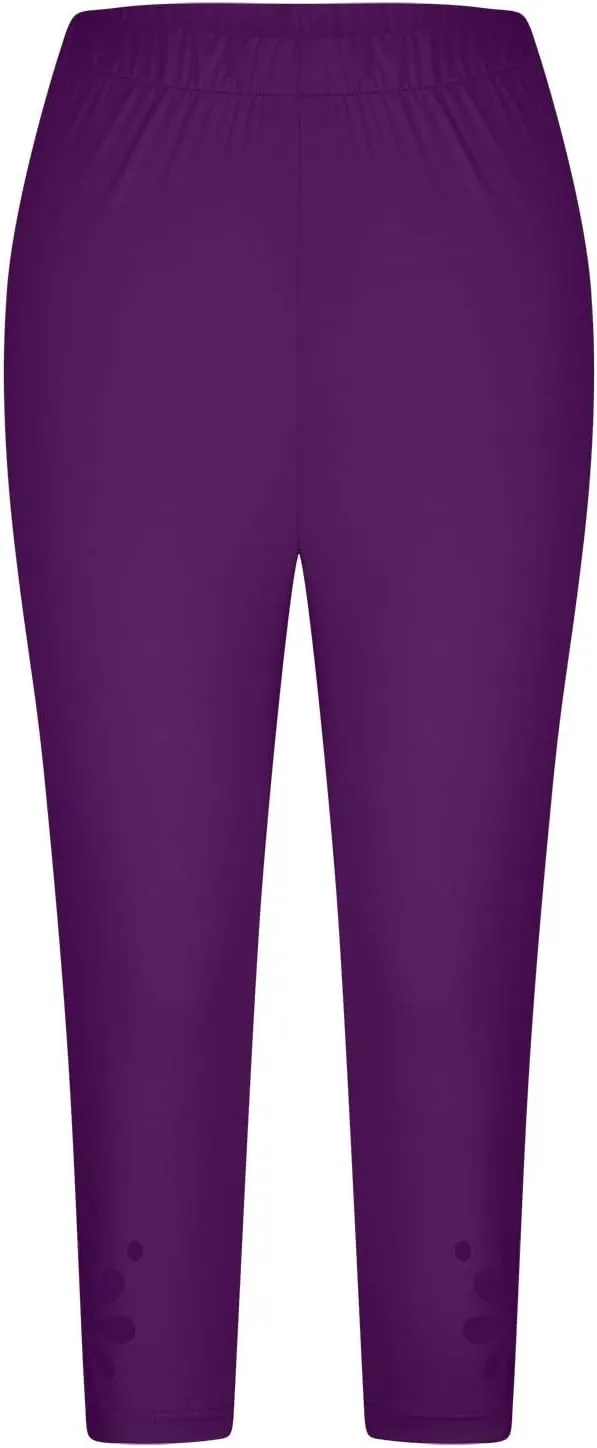 Capri Leggings for Women Knee Length Capri Leggings 2024 Summer Cropped Pants Casual Solid Comfy Capris Capri