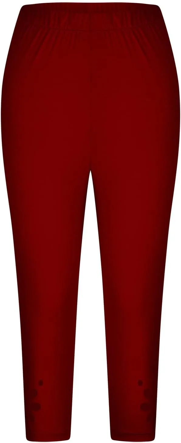 Capri Leggings for Women Knee Length Capri Leggings 2024 Summer Cropped Pants Casual Solid Comfy Capris Capri