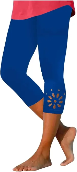 Capri Leggings for Women Knee Length Capri Leggings 2024 Summer Cropped Pants Casual Solid Comfy Capris Capri