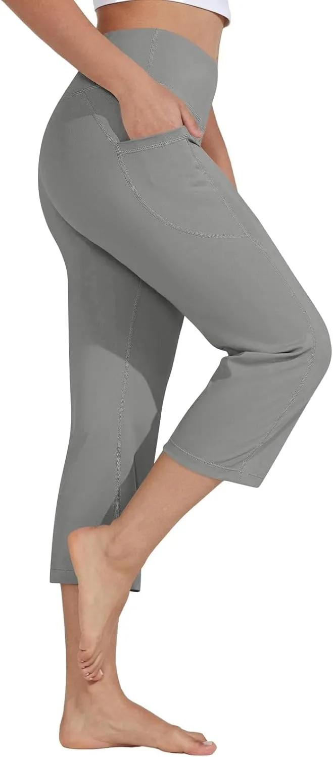 Capri Yoga Pants for Women Dressy Casual Soft High Waisted Tummy Control Leggings with Pockets Workout Gym Outfit