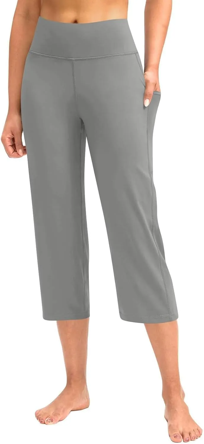 Capri Yoga Pants for Women Dressy Casual Soft High Waisted Tummy Control Leggings with Pockets Workout Gym Outfit