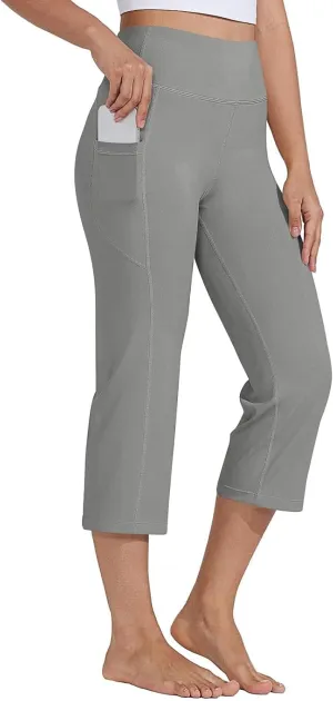 Capri Yoga Pants for Women Dressy Casual Soft High Waisted Tummy Control Leggings with Pockets Workout Gym Outfit
