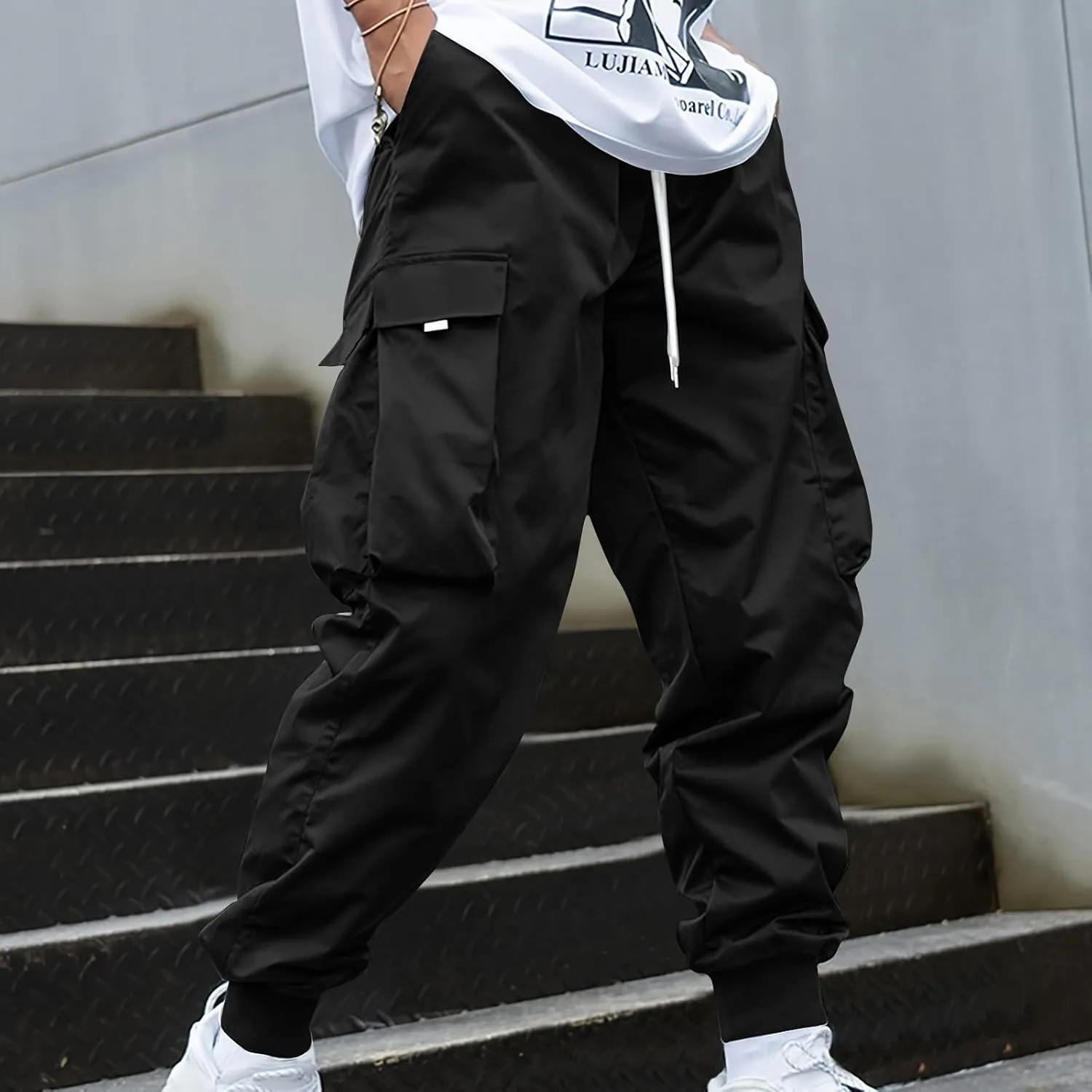 Cargo Joggers Men Baggy Casual Athletic Jogger Cargo Pants Drawstring Fashion Y2k Streetwear PantalóN Cargo Hombre