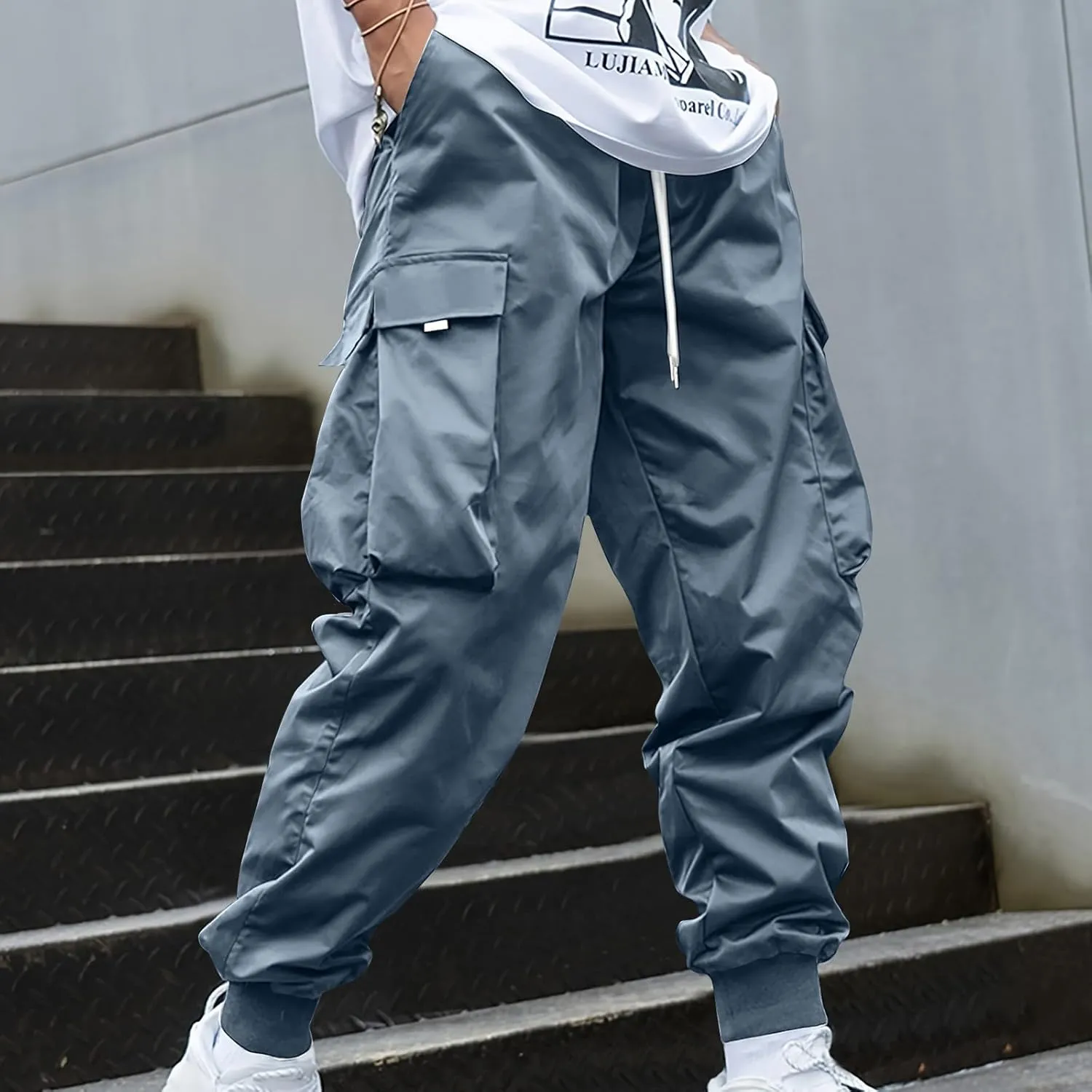 Cargo Joggers Men Baggy Casual Athletic Jogger Cargo Pants Drawstring Fashion Y2k Streetwear PantalóN Cargo Hombre
