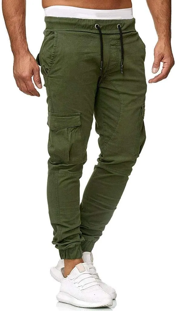 Cargo Pants For Men Mens Casual Pants Solid Drawstring Sport Jogger Cargo Pants Cargo Outdoor Hiking Trousers Panrts