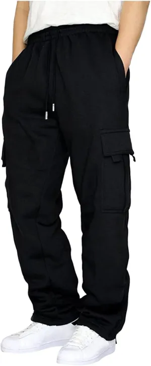 Cargo Pants for Men Sports Hat Multi Woven Pocket Foot Rope Solid Pants Street Cargo Tie Mens Cargo Drawstring