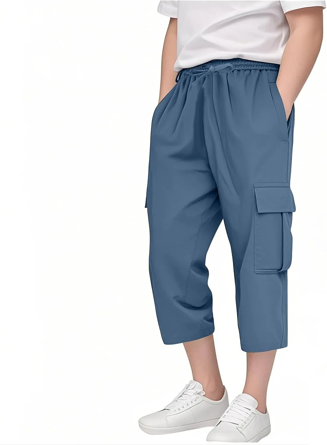 Cargo Shorts for Boys Capri Pants 3/4 Joggers School Uniform Athletic Khaki Shorts Quick Dry Cargo Pants Sweatpants