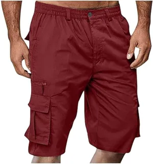 Cargo Shorts for Men 2024 Summer Elastic Casual Bermuda Shorts Joggers Stretch Beach Shorts with Multi Pocket, Large