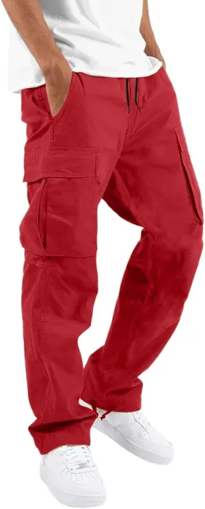 Cargo Sweatpants for Men Big and Tall Wild Cargo Pants White Cargo Athletic Long Pants Fashion Casual Jogger Trouser