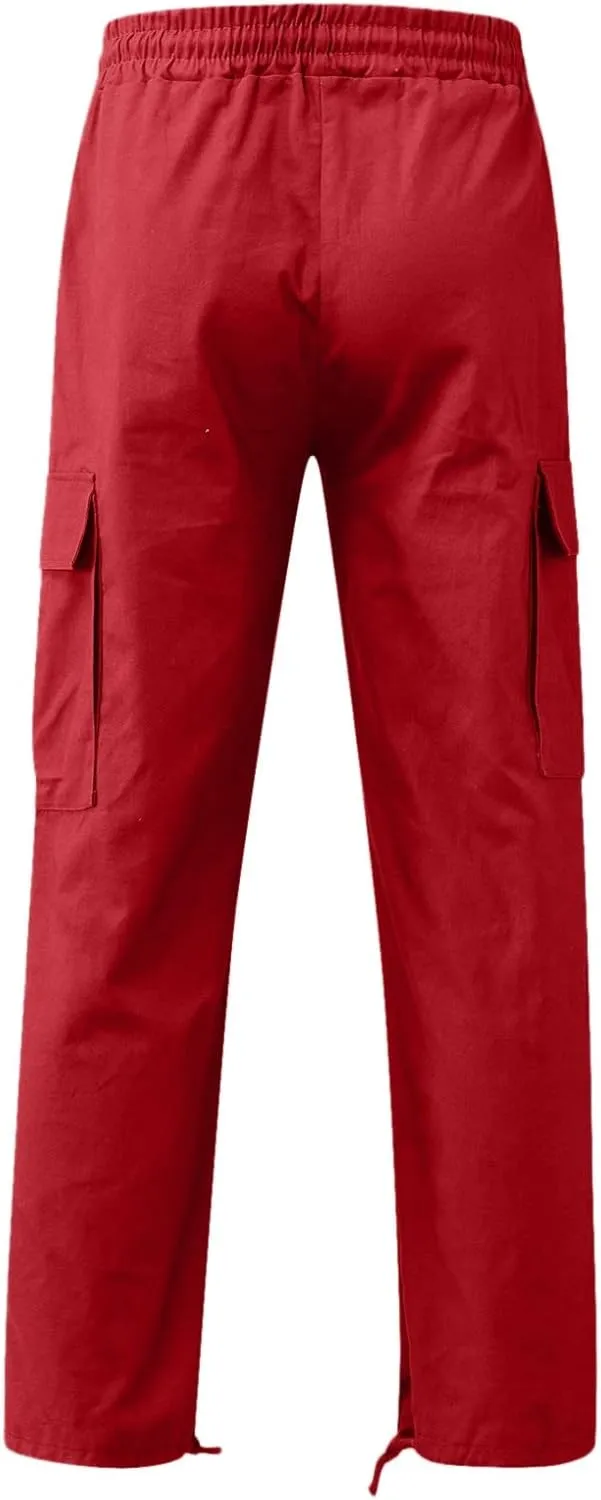 Cargo Sweatpants for Men Big and Tall Wild Cargo Pants White Cargo Athletic Long Pants Fashion Casual Jogger Trouser