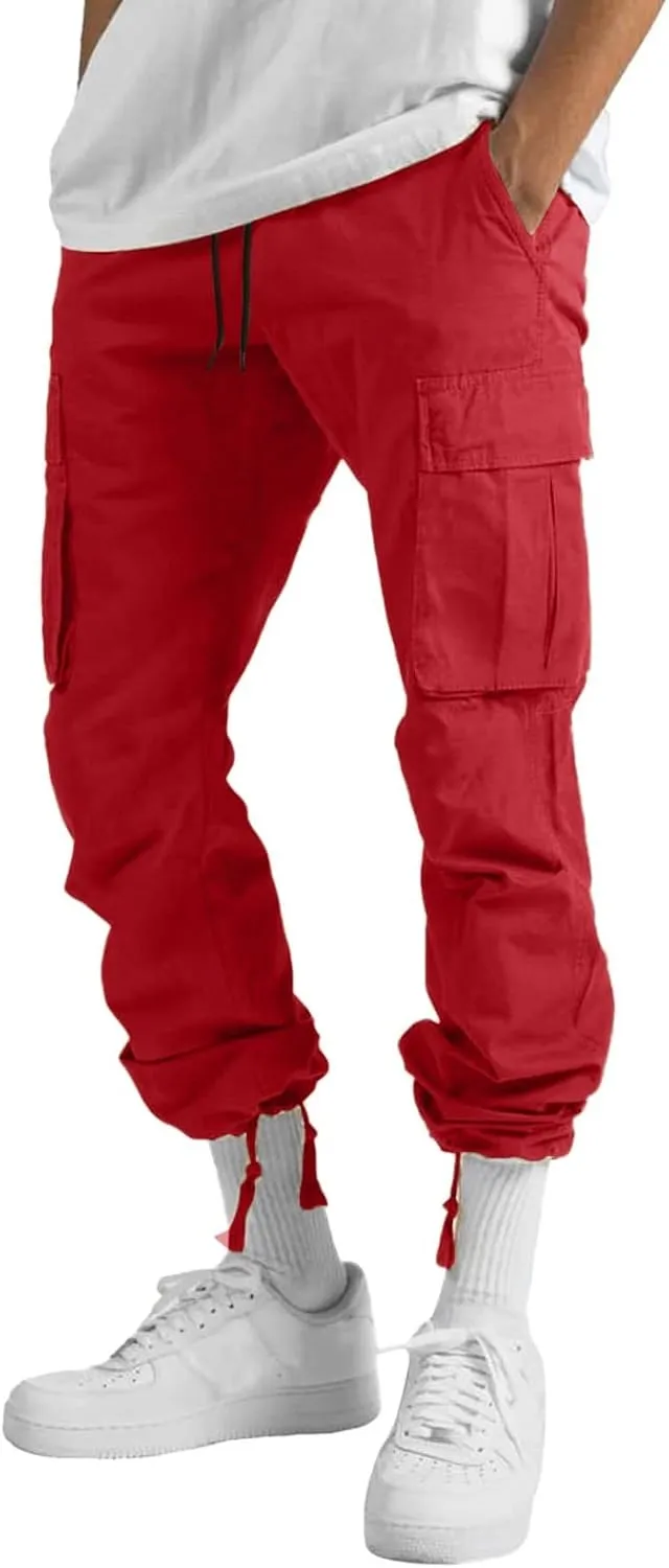 Cargo Sweatpants for Men Big and Tall Wild Cargo Pants White Cargo Athletic Long Pants Fashion Casual Jogger Trouser