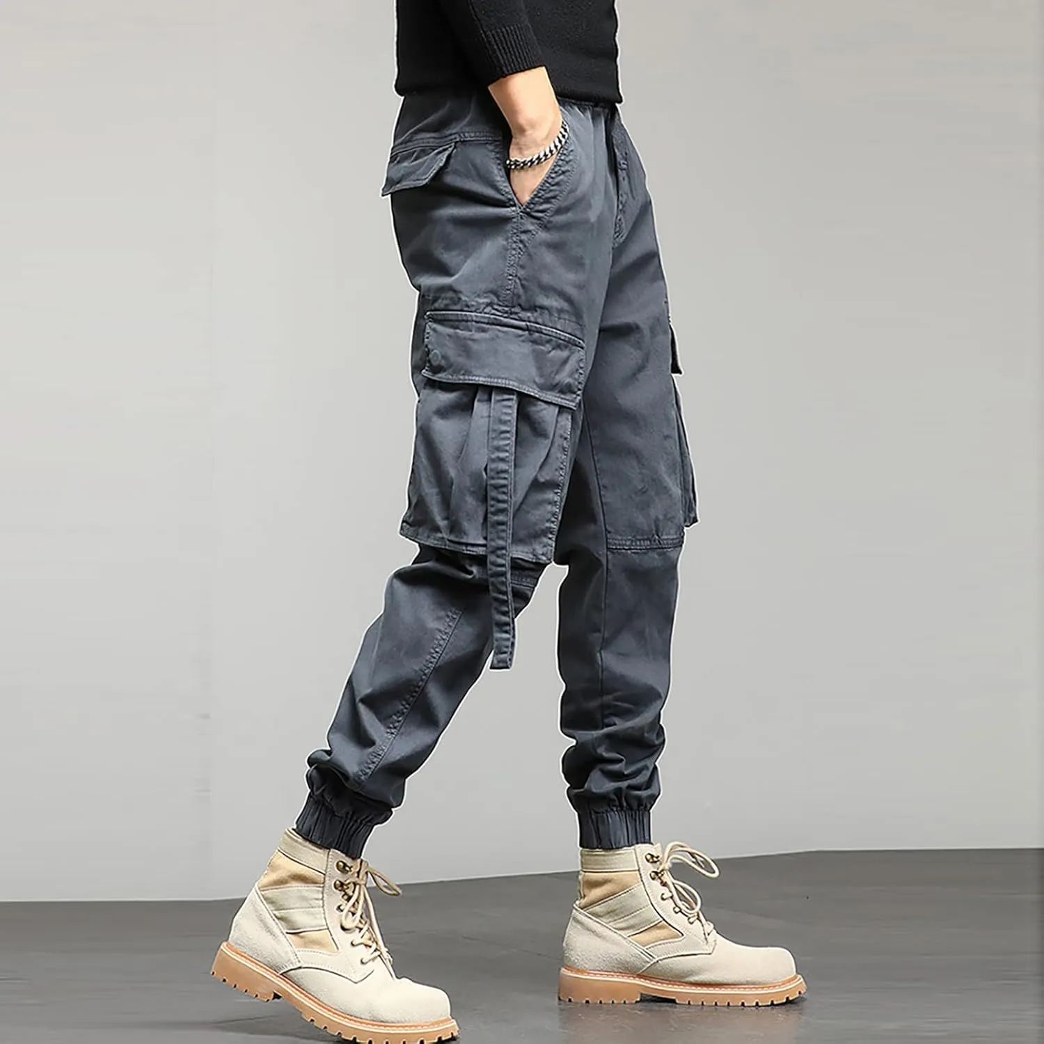Cargo Sweatpants for Men Pants with 9 Pockets Lightweight Ripstop Cargo Work Pants Mens Wild Cargo Pants White Cargo