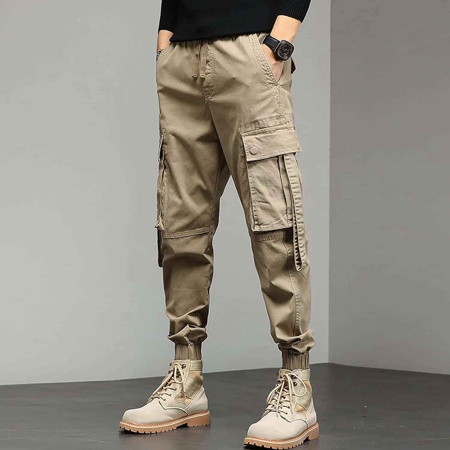 Cargo Sweatpants for Men Pants with 9 Pockets Lightweight Ripstop Cargo Work Pants Mens Wild Cargo Pants White Cargo