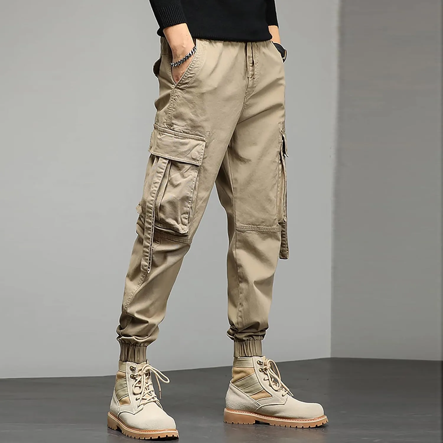 Cargo Sweatpants for Men Pants with 9 Pockets Lightweight Ripstop Cargo Work Pants Mens Wild Cargo Pants White Cargo