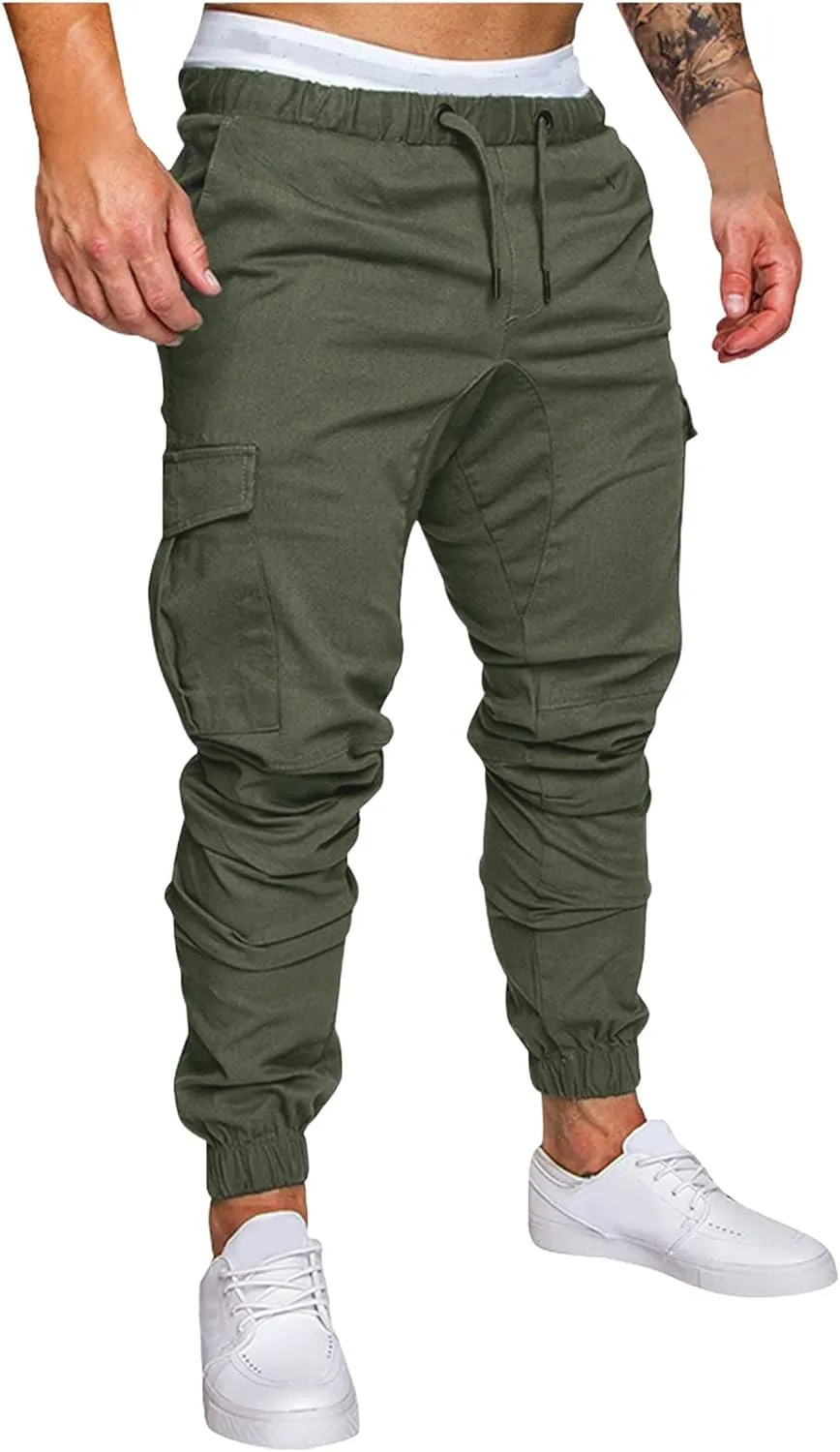 Cargo Sweatpants for Men Workout Trousers Casual Cargo Pants Fleece Joggers Sweat Pants for Men Mens Cargo Sweatpants
