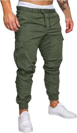 Cargo Sweatpants for Men Workout Trousers Casual Cargo Pants Fleece Joggers Sweat Pants for Men Mens Cargo Sweatpants
