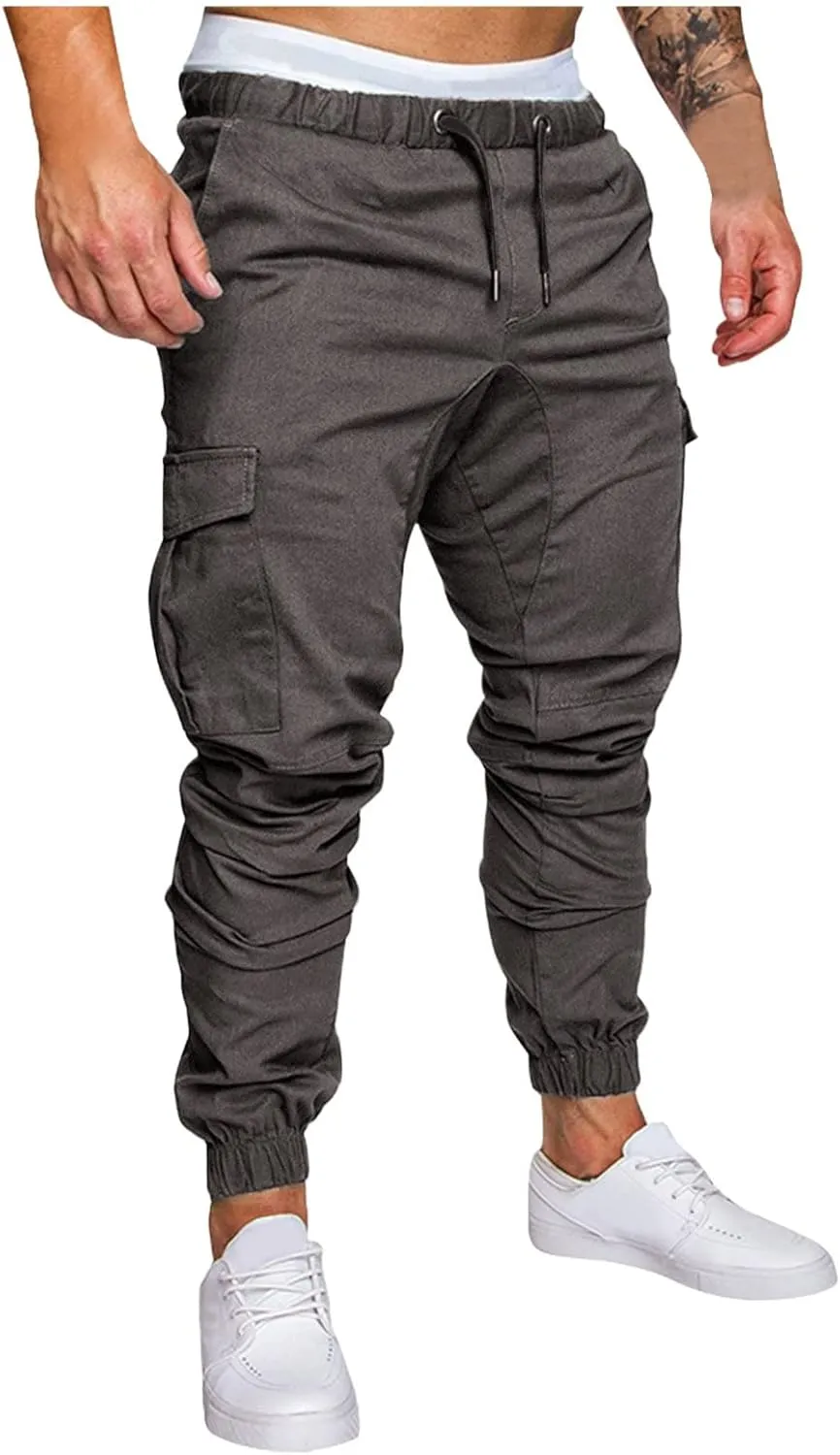 Cargo Sweatpants for Men Workout Trousers Casual Cargo Pants Fleece Joggers Sweat Pants for Men Mens Cargo Sweatpants