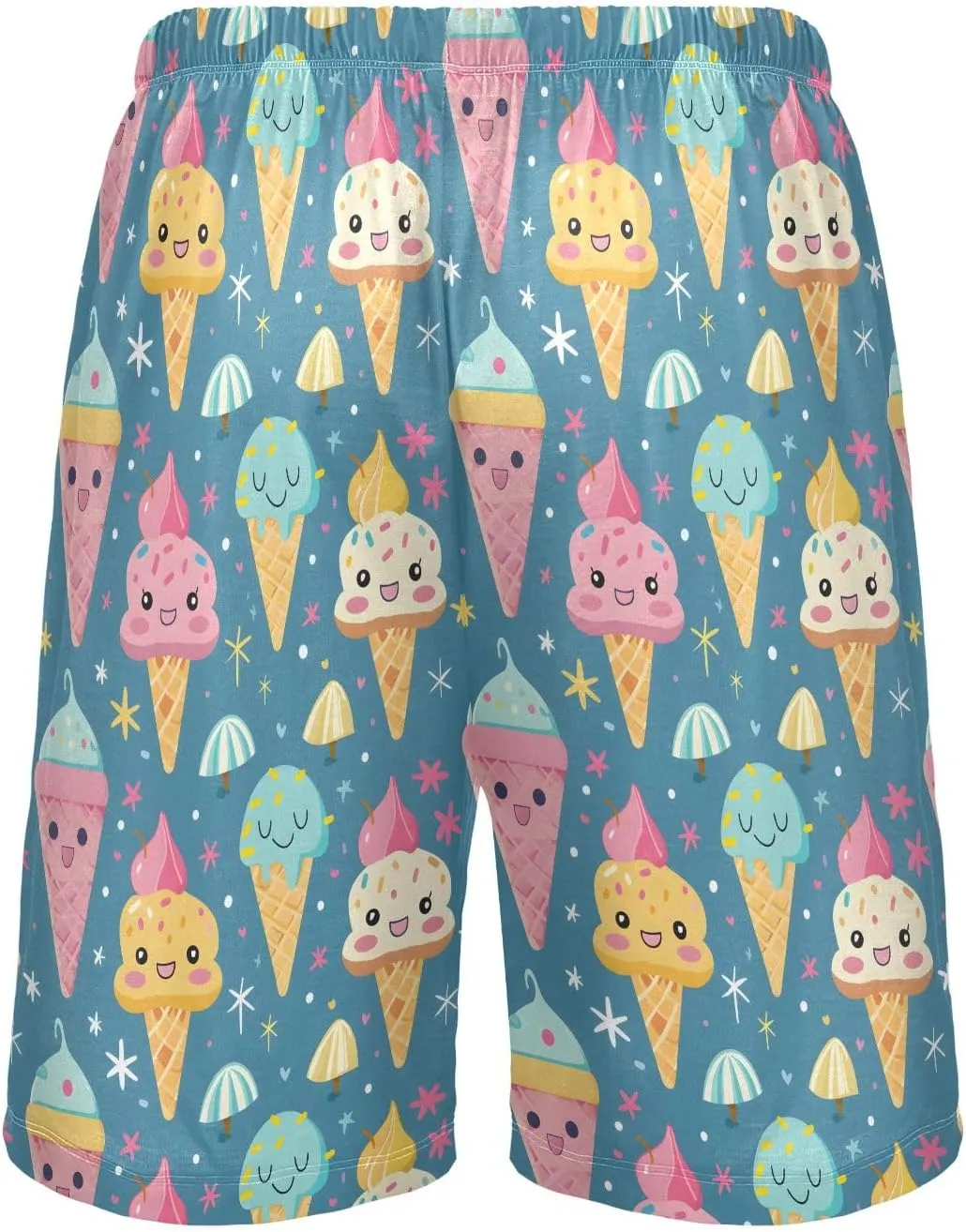 Cartoon Ice Cream A Mens Pajama Shorts Soft Pants Lounge Sleepwear Bottoms with Drawstring & Pockets