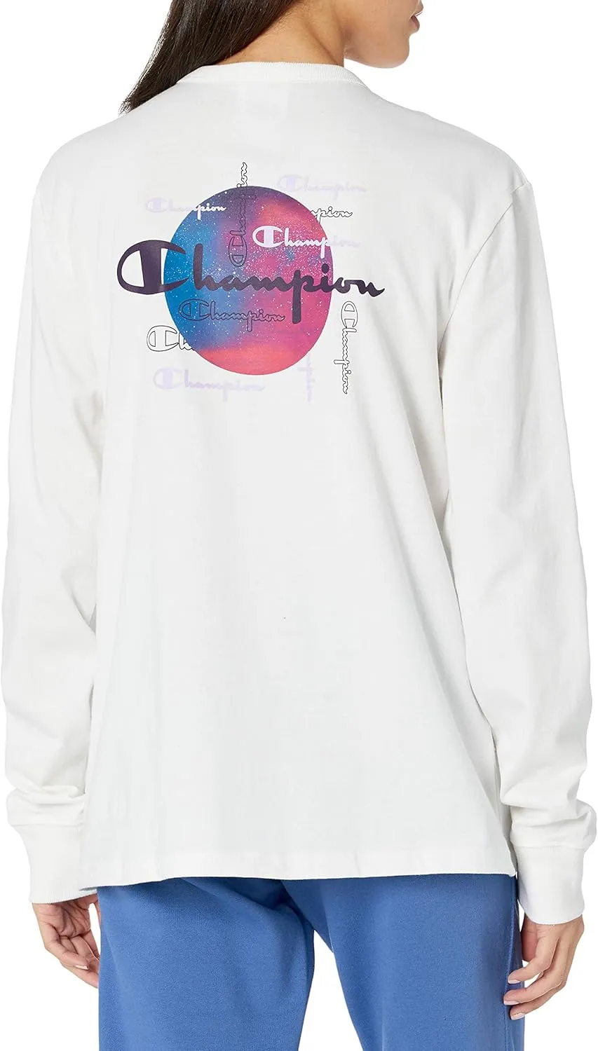Champion Women's Boyfriend Long Sleeve Tee, Oversized Long Sleeve T-Shirt for Women, Women's Cotton Long Sleeve Tee