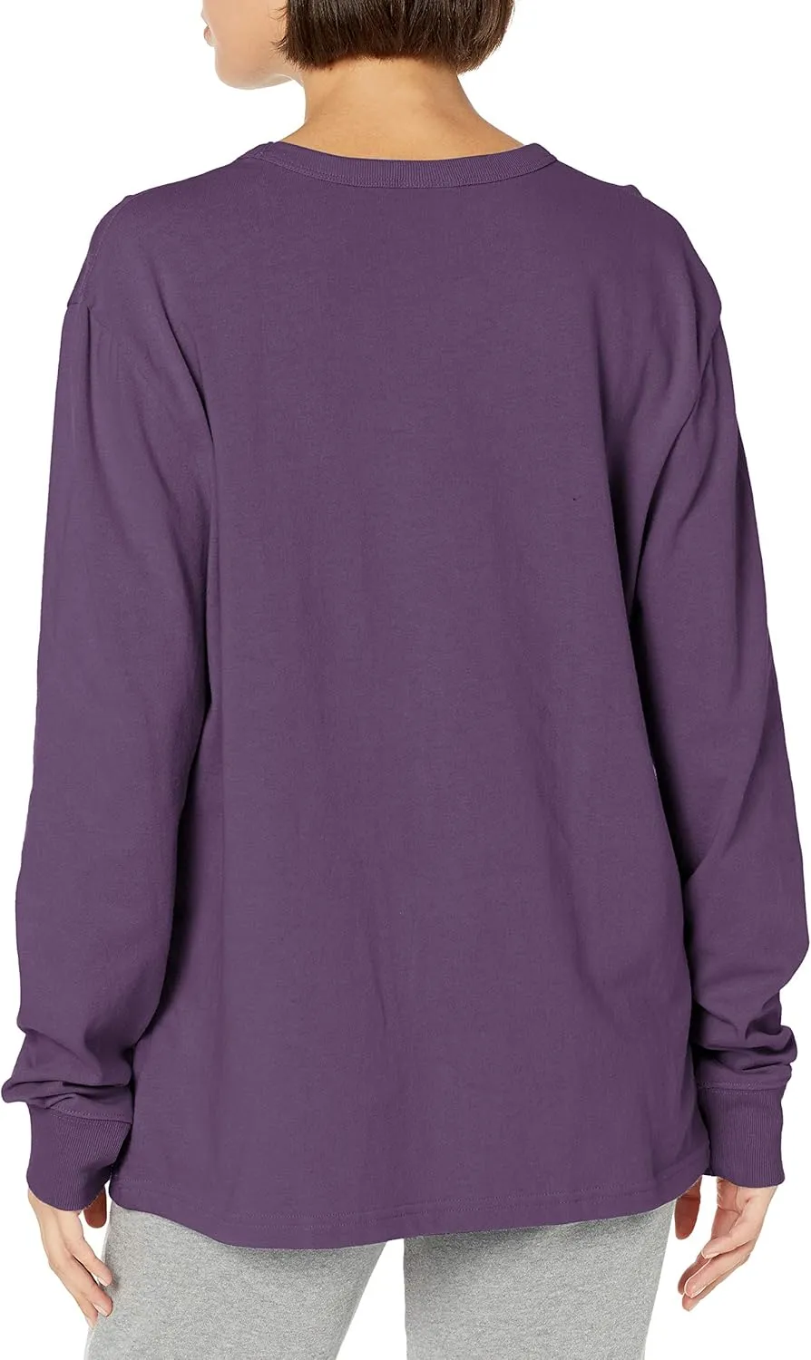 Champion Women's Boyfriend Long Sleeve Tee, Oversized Long Sleeve T-Shirt for Women, Women's Cotton Long Sleeve Tee