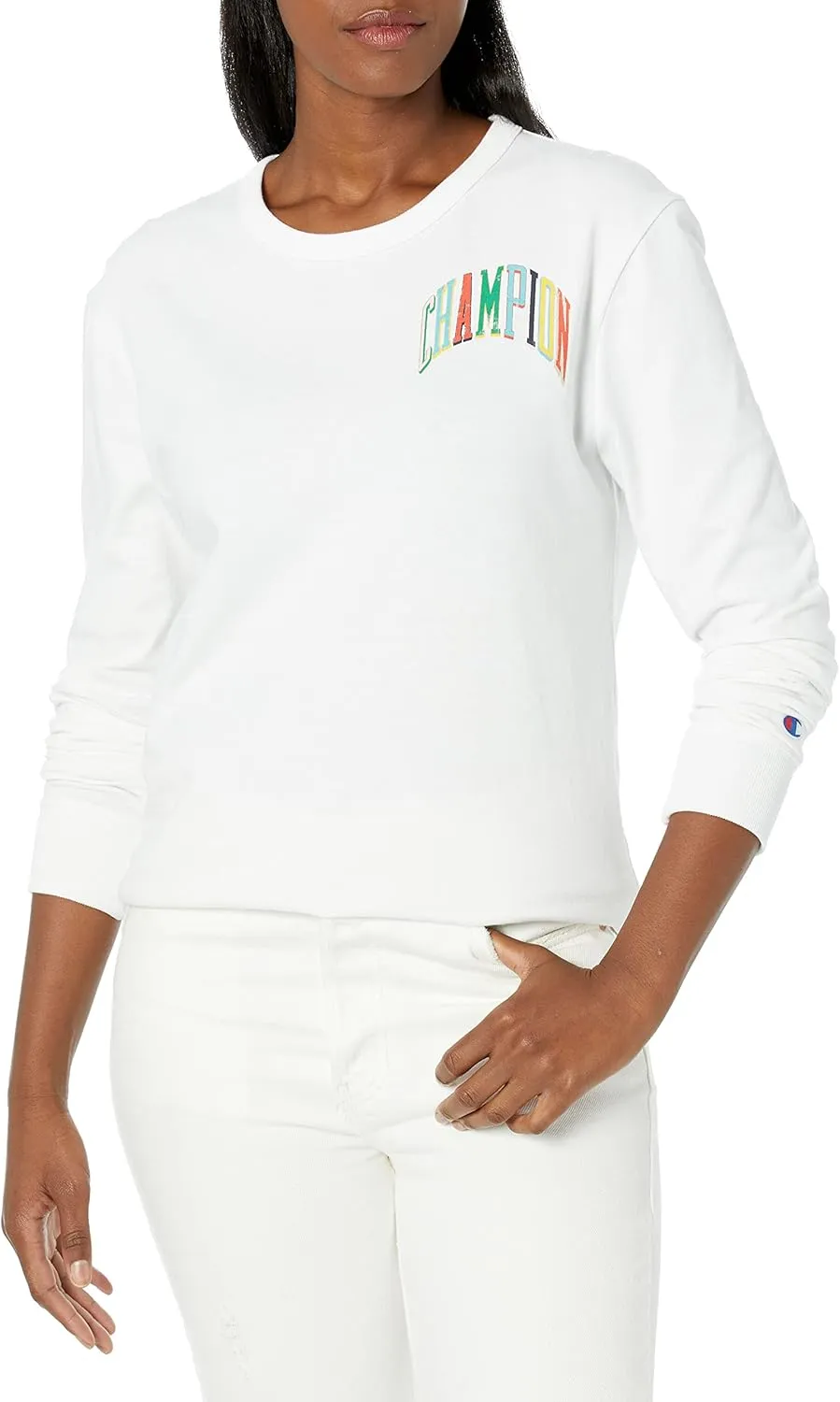 Champion Women's Boyfriend Long Sleeve Tee, Oversized Long Sleeve T-Shirt for Women, Women's Cotton Long Sleeve Tee