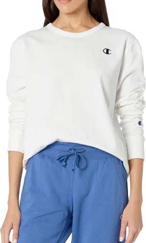 Champion Women's Boyfriend Long Sleeve Tee, Oversized Long Sleeve T-Shirt for Women, Women's Cotton Long Sleeve Tee