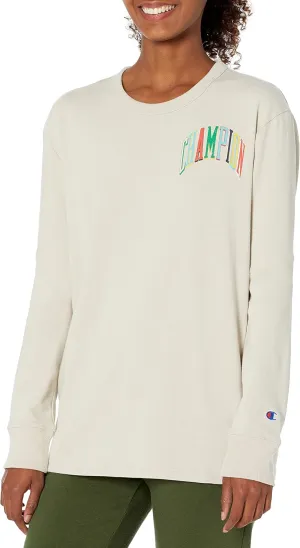 Champion Women's Boyfriend Long Sleeve Tee, Oversized Long Sleeve T-Shirt for Women, Women's Cotton Long Sleeve Tee