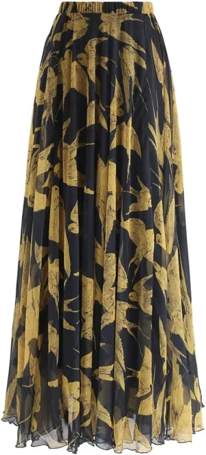 CHICWISH Women's Floral Watercolor Flower Maxi Floral Chiffon Slip Skirt