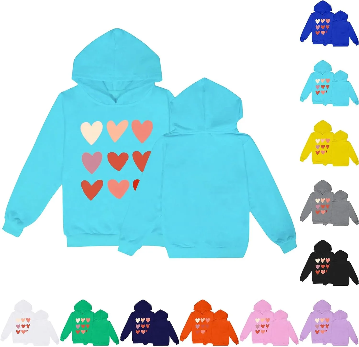 Children's Kids Hoodie Solid Multi Color Fashion Teen Boys Girls Love Print Casual Sweatshirt Pullover Fall Winter