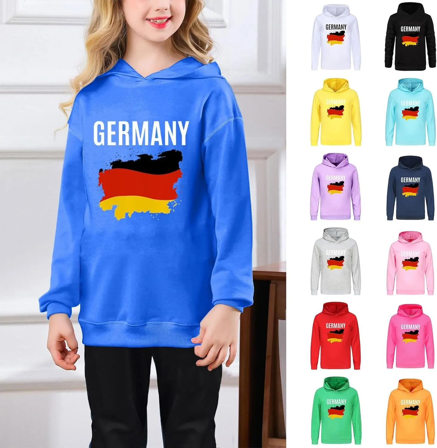 Children's Kids Hoodie Sweatshirt Germany Printing Girls Boys Long Sleeve Hoodie Fashion Pullover Fall Winter Outwear