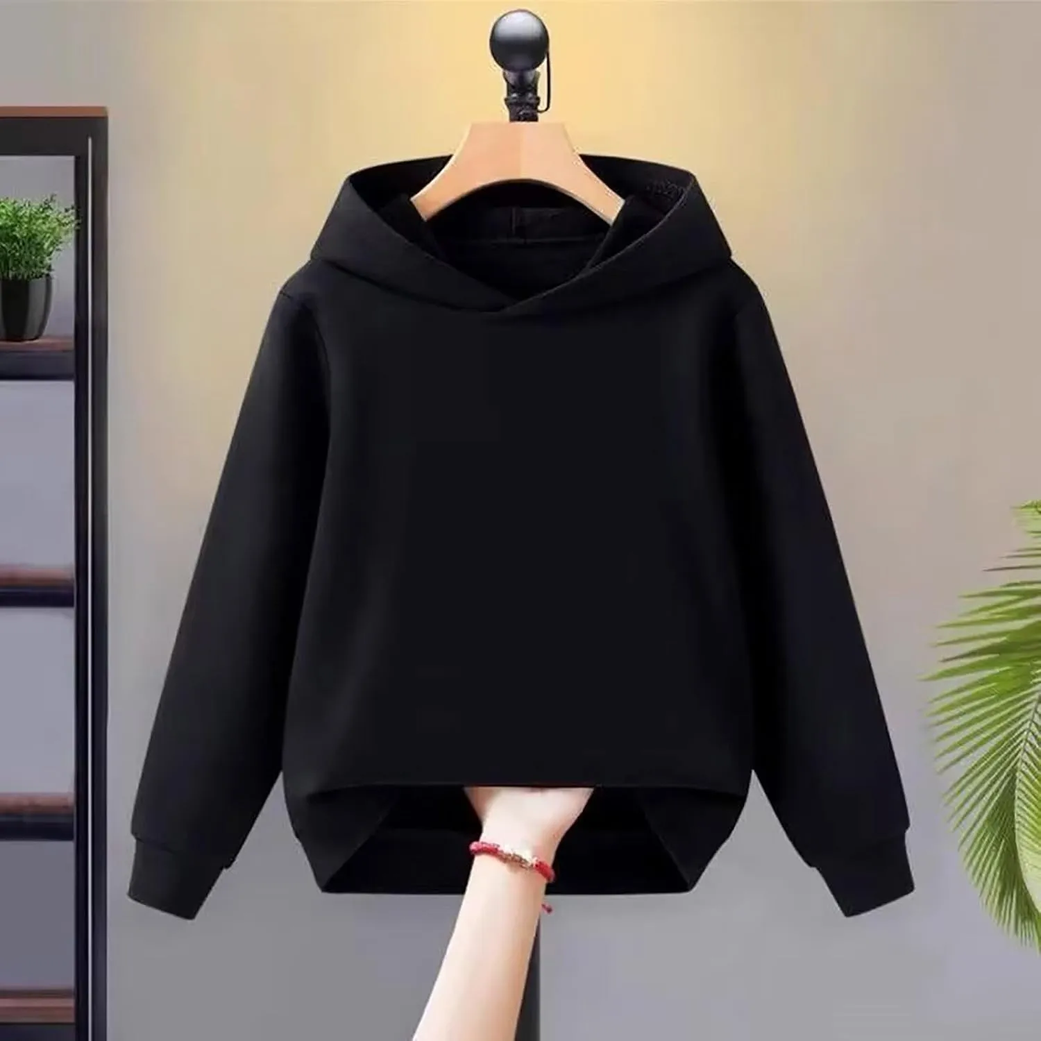 Children's Middle And Large Children's Autumn Solid Color Hooded Pullover Sweater Cotton Hoodie for Boys