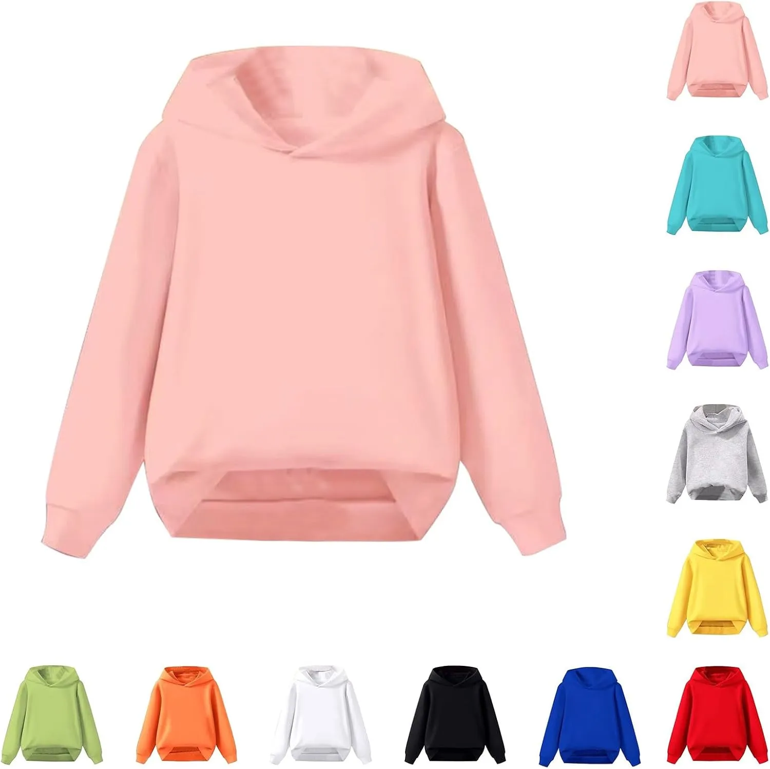 Children's Middle And Large Children's Autumn Solid Color Hooded Pullover Sweater Cotton Hoodie for Boys