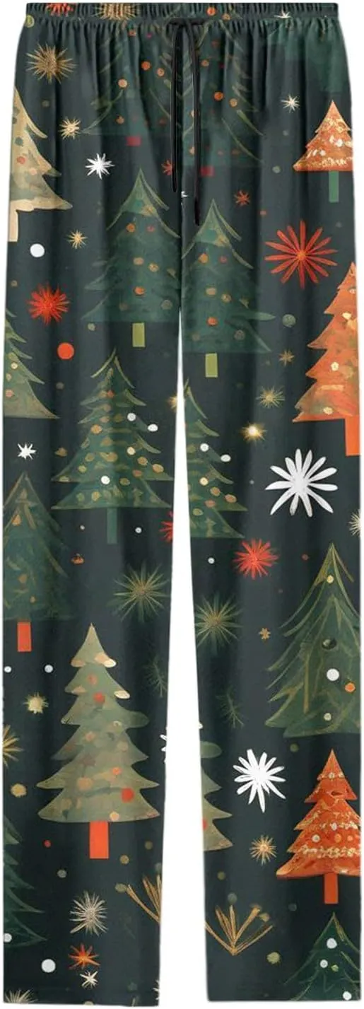 Christmas Pajama Pants for Women Funny Holiday Elastic Waist Relaxed Fit Pajama Bottoms Soft Sleepwear
