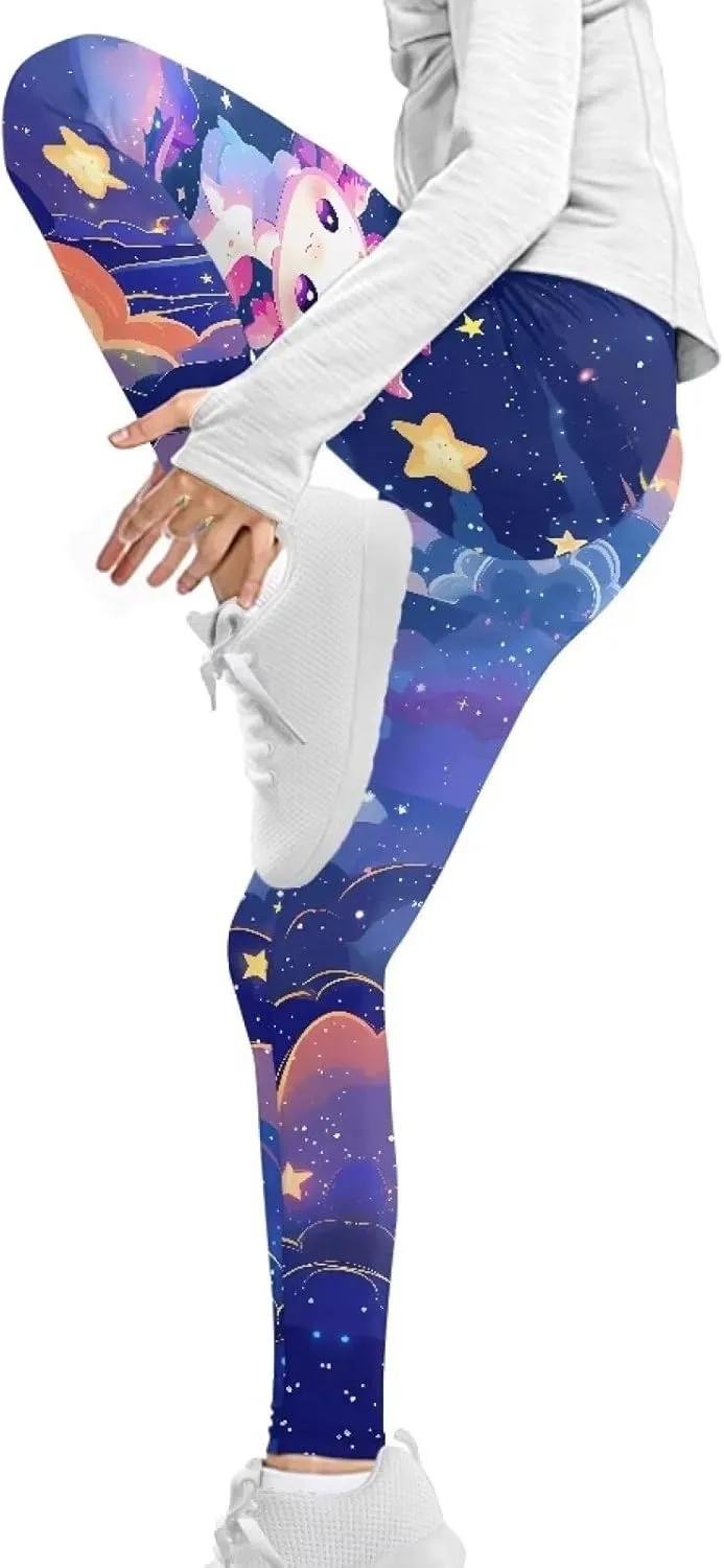 COEQINE Girls’ Leggings, Yoga Pants Activewear Legging High Waist Active Pants Size for 4-13 Years Kids Teens