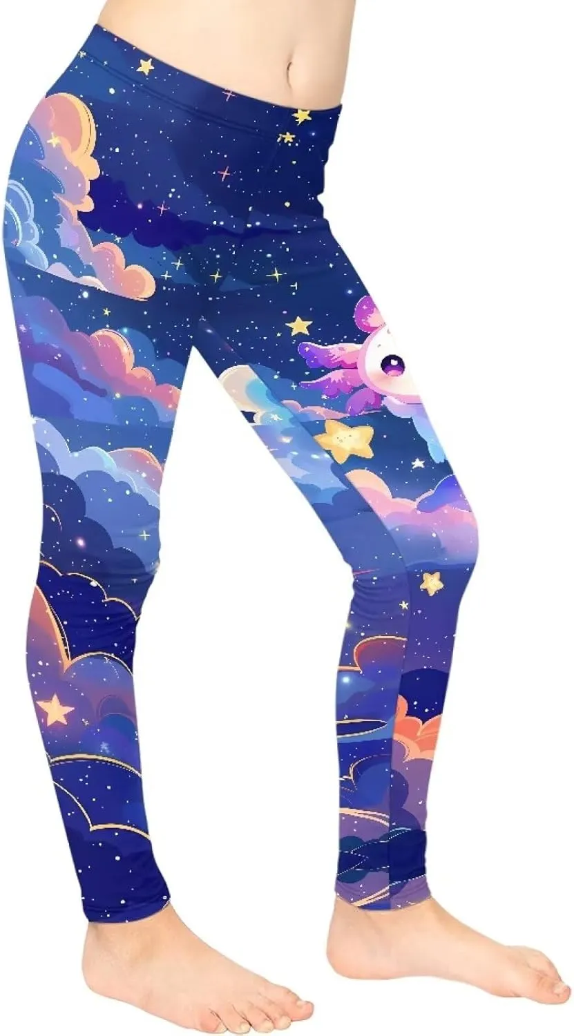 COEQINE Girls’ Leggings, Yoga Pants Activewear Legging High Waist Active Pants Size for 4-13 Years Kids Teens