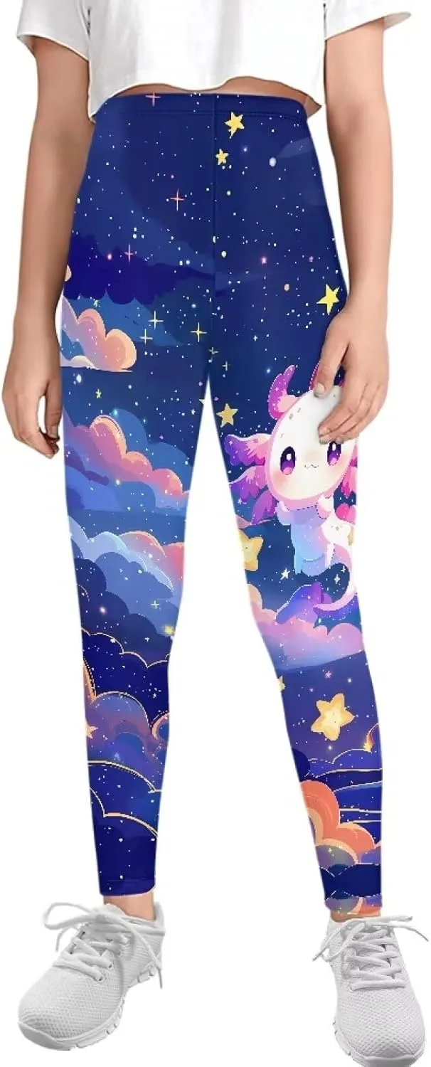 COEQINE Girls’ Leggings, Yoga Pants Activewear Legging High Waist Active Pants Size for 4-13 Years Kids Teens