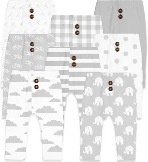 Cotton Baby Pants Set for Toddler Boys Girls 8 Pack Toddler Newborn to 24 Months Grey