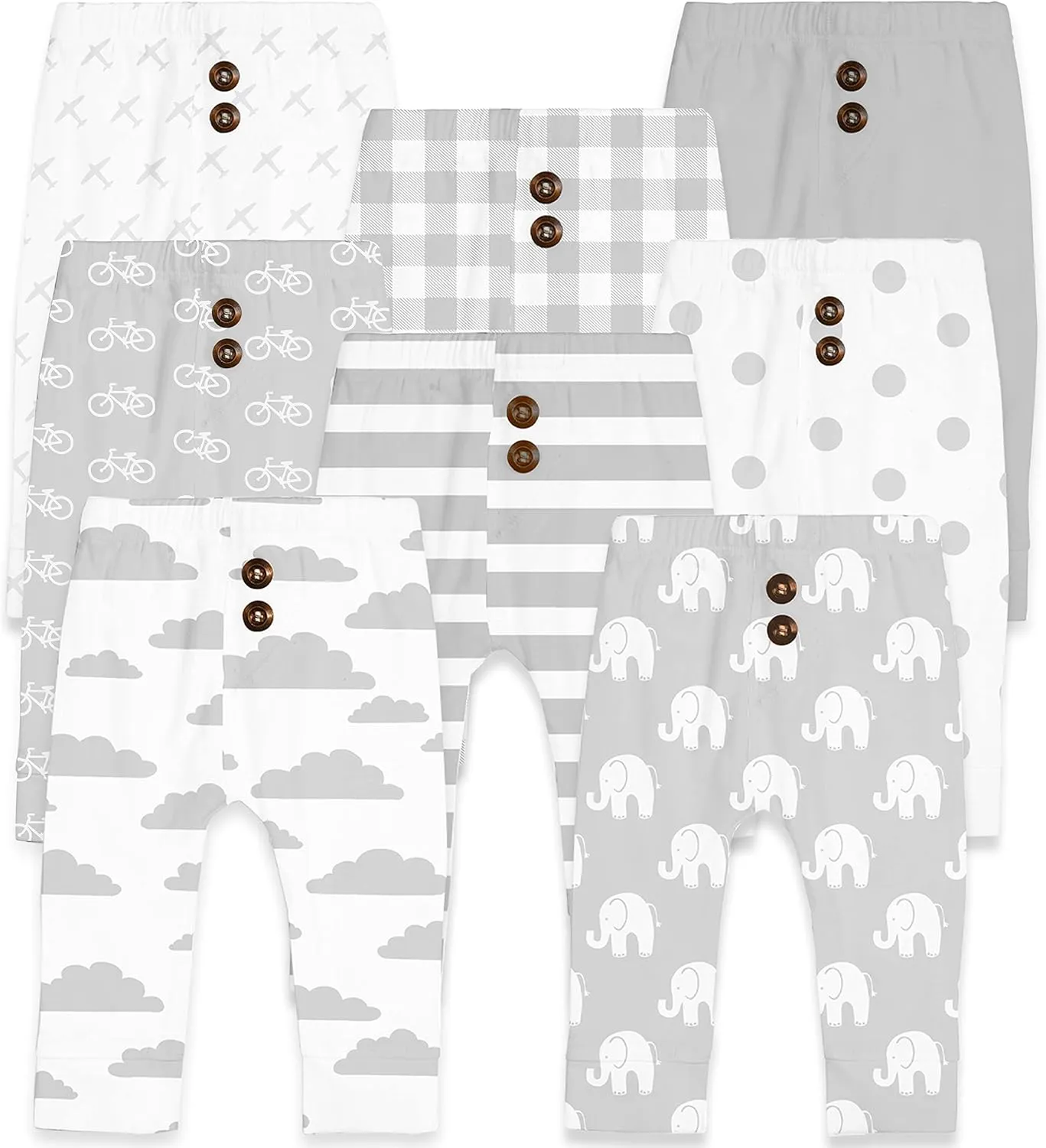 Cotton Baby Pants Set for Toddler Boys Girls 8 Pack Toddler Newborn to 24 Months Grey
