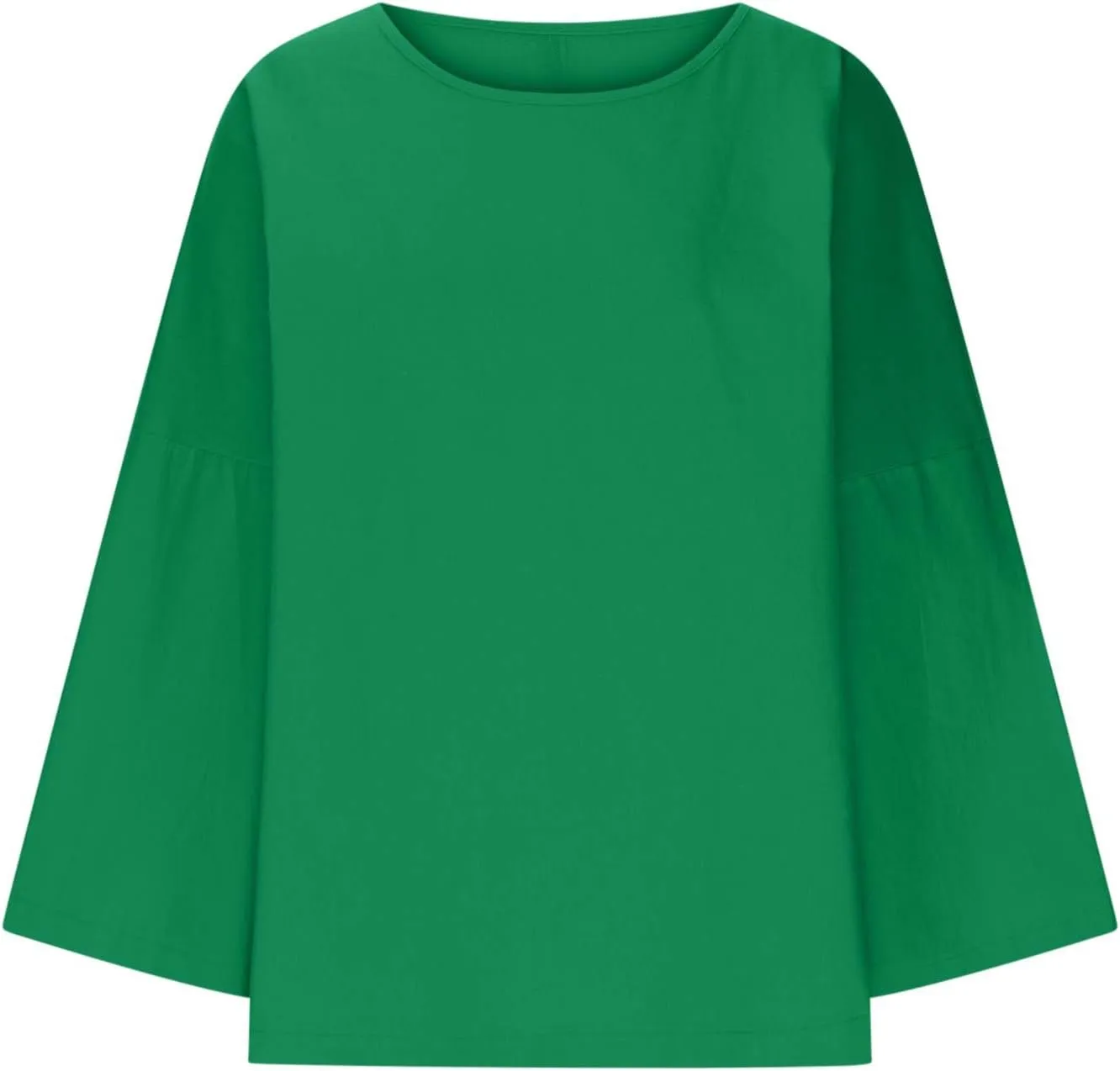 Cotton Linen Shirts for Women Solid Color Basic Long Sleeve Tee Tops Summer Casual Crew Neck Split Hem Tunic Blouses