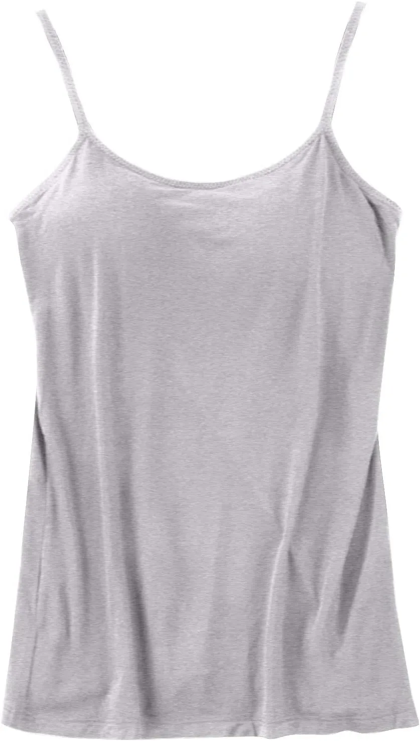 Cropped Camisole for Women Built in Bra Cotton Shelf Bra Crop Cami Adjustable Spaghetti Strap Tank Top 2025