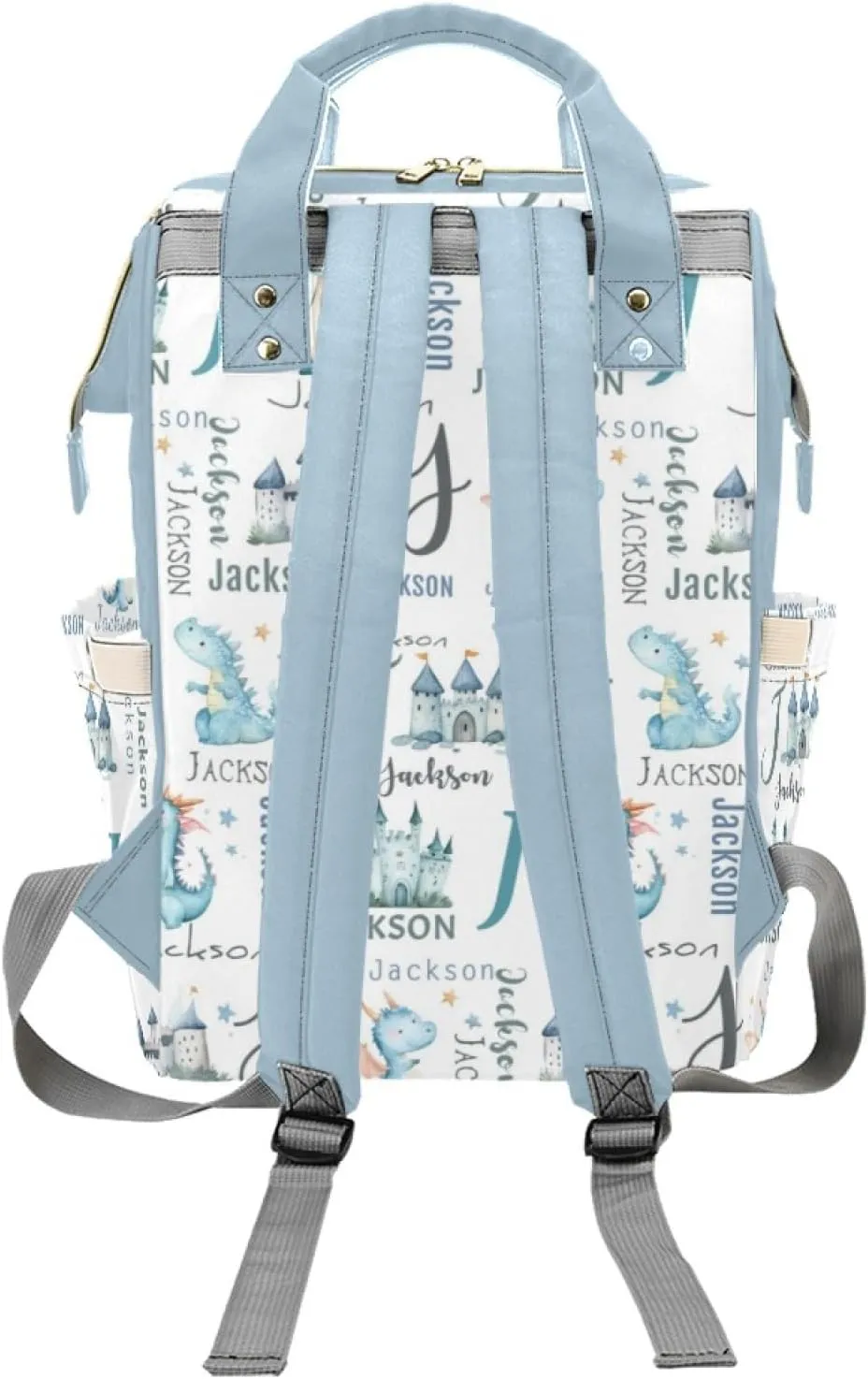 Custom Cute Dragon Diaper Bag for Baby Boys, Personalized Mom Diaper Backpack with Name, Large Capacity Multifunctional Women Daypack Nappy Bag, Dinosaur Travel Backpack for Mommy