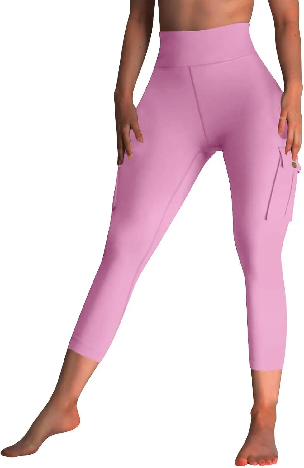 DASAYO 7/8 Leggings for Women High Waist Tummy Control Scrunch Butt Lifting Cargo Leggings with Pockets Gym Yoga Pants