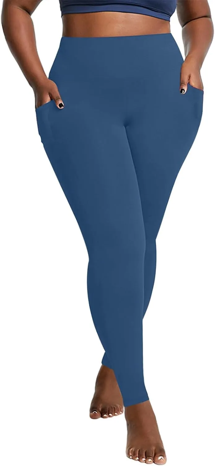 DASAYO Plus Size Leggings Tummy Control for Women High Waist Stretchy Workout Fitness Activewear Comfy Full Length Yoga Pants