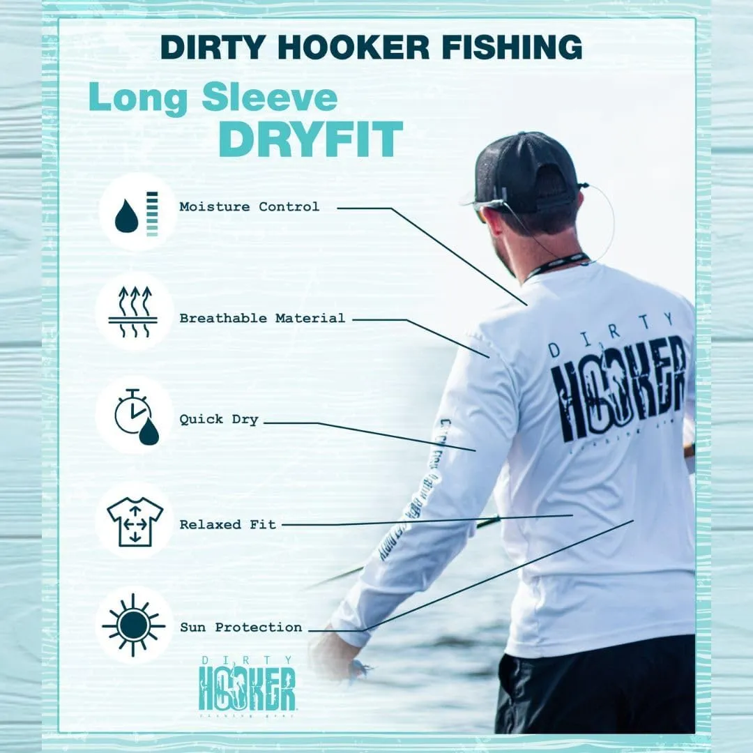 Dirty Hooker Long Sleeve Fishing Shirt for Men - Uv Protection Long Sleeve Shirt Men - Dry Fit Long Sleeve Swim Shirt for Men