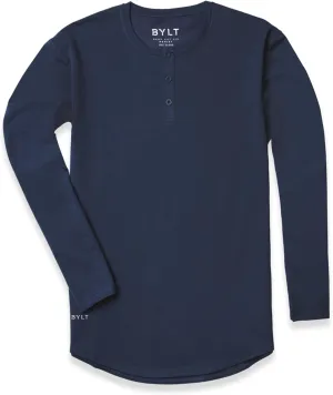 Drop-Cut Henley Long Sleeve Men's Shirt, 3-Button Closure, Long Sleeve, Casual T-Shirt