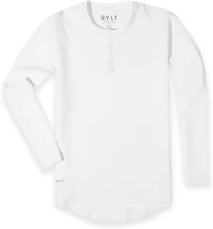 Drop-Cut Henley Long Sleeve Men's Shirt, 3-Button Closure, Long Sleeve, Casual T-Shirt