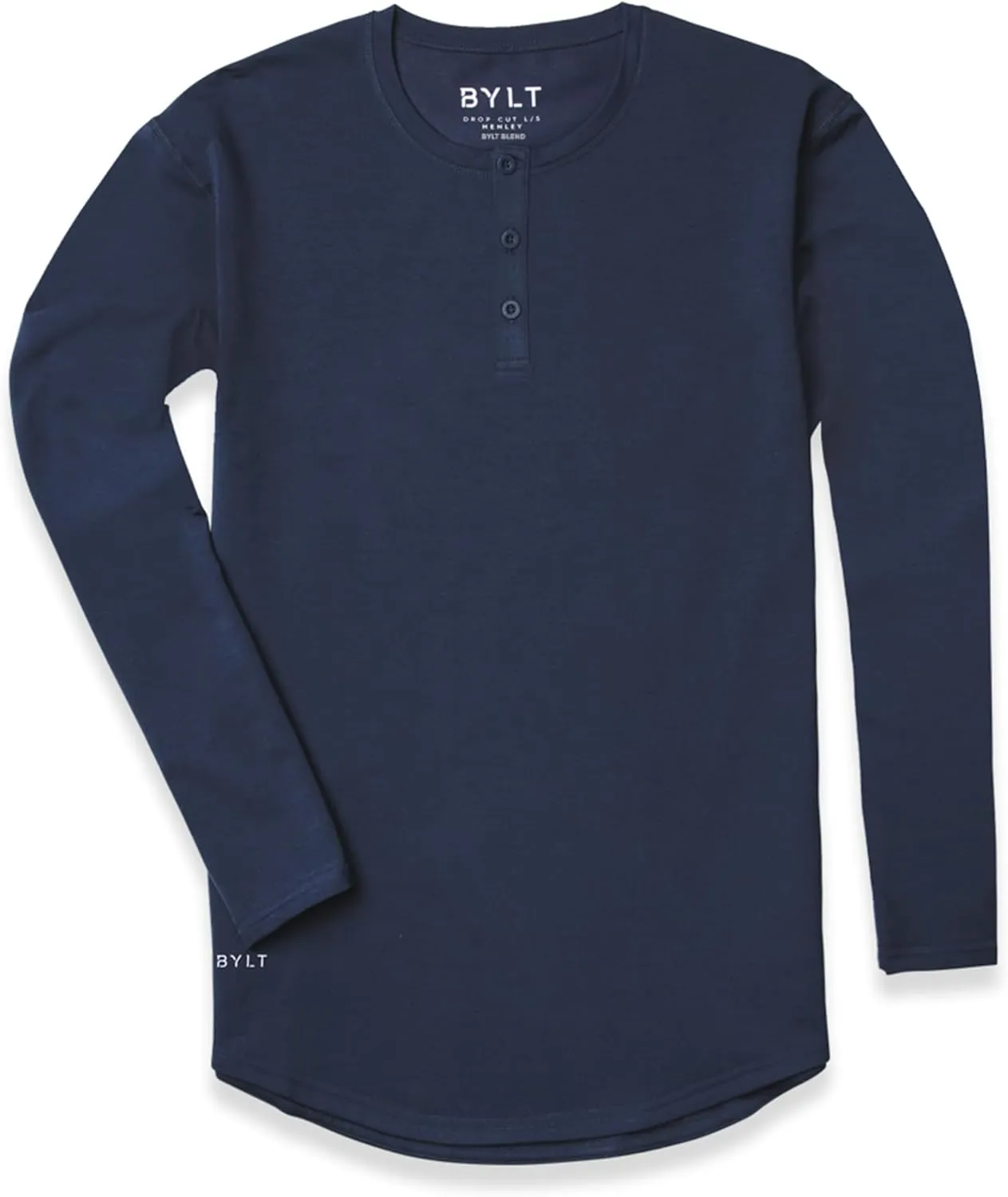 Drop-Cut Henley Long Sleeve Men's Shirt, 3-Button Closure, Long Sleeve, Casual T-Shirt