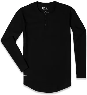 Drop-Cut Henley Long Sleeve Men's Shirt, 3-Button Closure, Long Sleeve, Casual T-Shirt